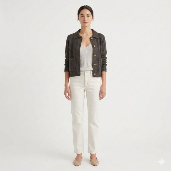 Black Heather Button Front Vintage Woolrich Cardigan-Size Small - Picture 6 of 6